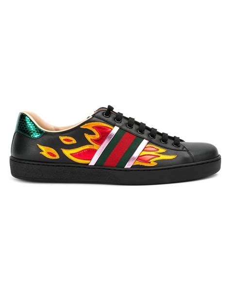 black gucci shoes with flames|neiman marcus Gucci sneakers.